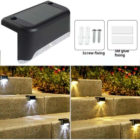 lampes solaires pour marches – LED clôture escalier terrasse éclairage applique murale solaire sans fil jardin et cour Blanc (1/5)