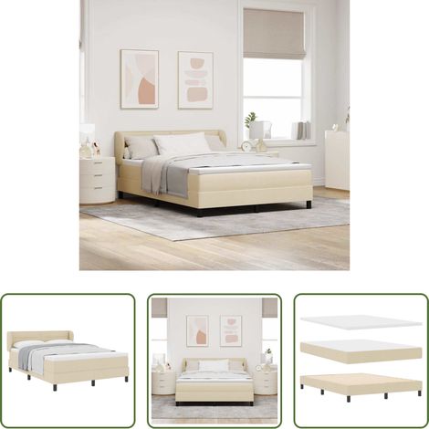 Matratze -  Boxspringbett mit Matratze Creme 140 x 190 cm Stoff (1/5)