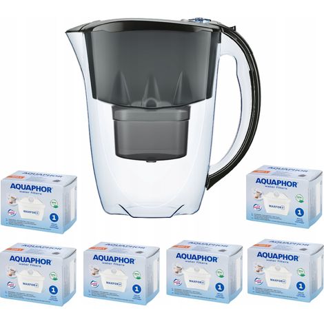 Aquaphor Amethyst 2,8-Liter-Filterkrug + 6 Filterkartuschen, Schwarz (1/5)