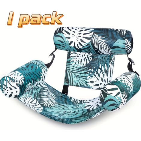 Transat flottant design feuille - Chaise de piscine gonflable pour adultes, Flotteur d'été portable pour plage, lac et soirées piscine, Vert (1/5)