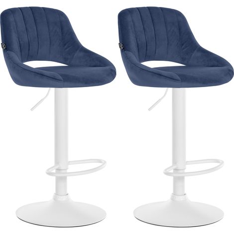 2er Set Barhocker Milet Samt blau Metall matt weiss (1/5)