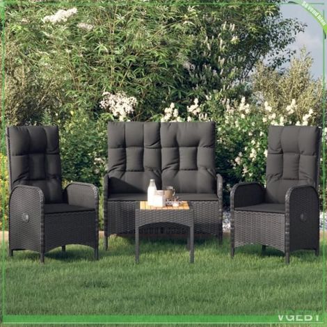Ensemble à manger de jardin - FAFEICY - 3185084 - Résine tressée - Dessus acacia massif - Chaises inclinables (1/5)