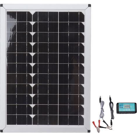 Decdeal Kit de chargeur de batterie de panneau solaire 100W 18V Kit monocristallin en silicium avec double contrôleur USB pour voiture Marine RV Boat