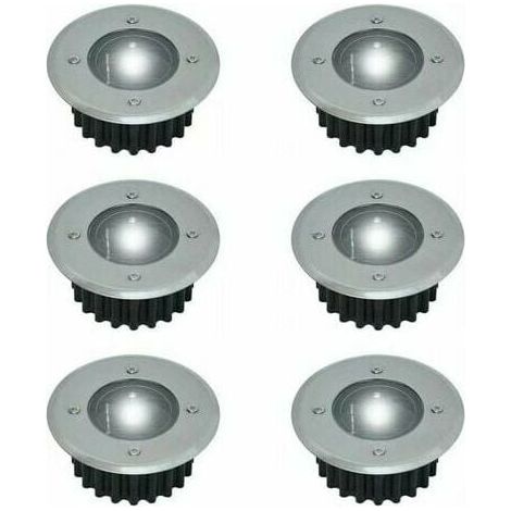 CHOYCLIT Lot de 6 spots LED solaires encastrables au sol Ronds Diamètre : 85 mm Extérieur résistant au piétement Façade en acier inoxydable 6 lampes solaires (1/5)