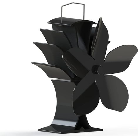 Ventilatore per stufa a 5 pale alimentato a calore, risparmio di carburante - Ufficio - Nero (1/5)