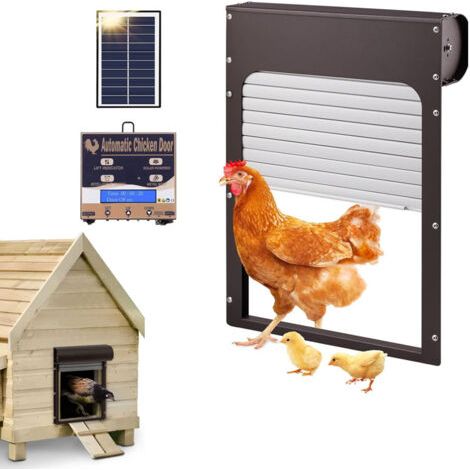 DEESSE SHOP-Porte automatique pour poulailler – Cadre en tôle de fer et alliage d'aluminium – Alimentation par piles ou solaire – Minuterie intégrée (1/5)