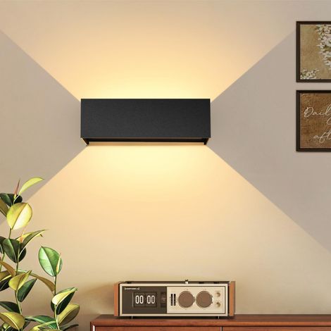 Applique murale LED extérieure/intérieure IP65 étanche, 12 W, noire, pour terrasse, balcon et jardin [Classe énergétique F] (1/5)