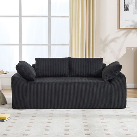 Sofá 2 plazas 170x86x60 cm en tela negra, asiento profundo, sin montaje – MEUBLIV (1/5)