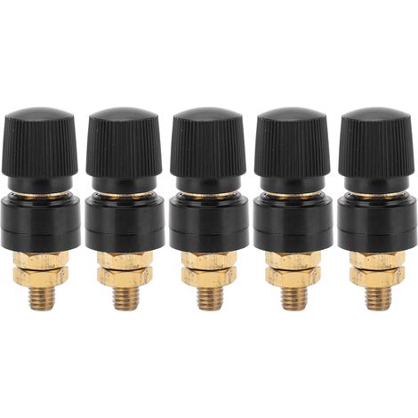 Bornes de connexion en laiton nickelé, lot de 5 pièces, pour onduleurs, instruments électroniques et automobiles, noir, vis de serrage fiables (1/5)