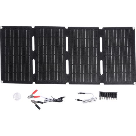 Ortviai Panneau Solaire Pliable 80 W avec Sorties USB et PD, Étanche ETFE, pour Camping et Randonnée (1/5)
