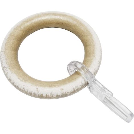 Anneaux à Rideaux pour tringles à Rideaux de Ø 25 mm, Crochet à Plis Inclus, Série Country, 10 pièces, Bois, Chêne du Castell (1/5)