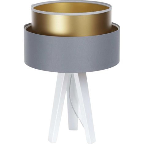 Lampe à poser satinée gris doré effet lumineux élégant - Gris satiné intérieur doré (1/5)