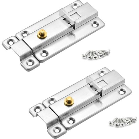 Boulons de porte, 2 pièces Loquets de porte de sécurité en acier inoxydable de 4 pouces avec vis pour tous les types de portes internes