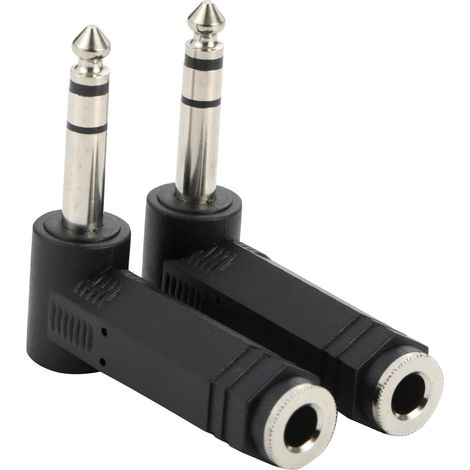 2 pièces Adaptateur Audio stéréo mâle 6,35 mm à Angle Droit vers Femelle 6,35 mm, Prise TRS 1/4" à 90 degrés vers Prise Jack 1/4" pour mixeur de Guitare électrique, Haut-Parleur, KTV (1/5)
