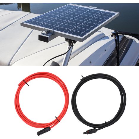 Câble d'extension solaire avec connecteurs femelle et mâle, tête unique 10AWG + une paire de fiches, 10 pieds. (1/5)