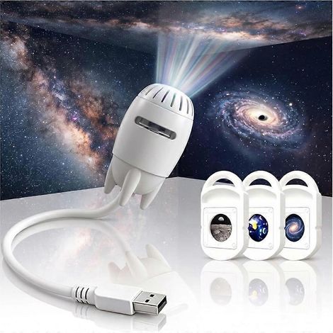 Veilleuse étoilée avec projecteur d'étoiles USB, comprenant 3 feuilles de projection, lumière LED réglable, idéale pour la décoration du plafond et de la chambre. (1/5)
