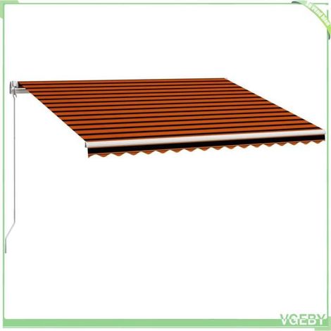 Auvent rétractable manuel - FAFEICY - 3051219 - 450x300 cm - Orange/Marron - Cadre aluminium anti-rouille (1/5)