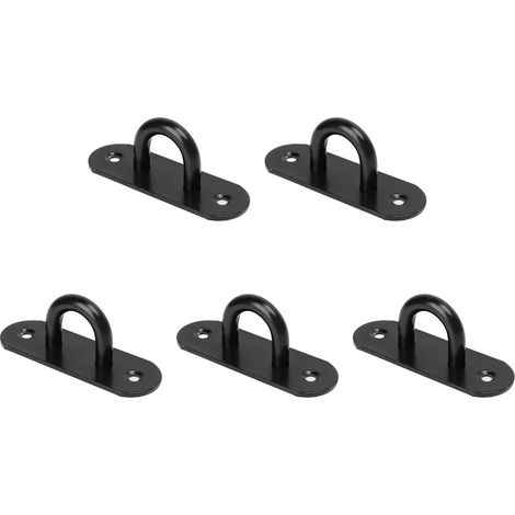 Lot de 5 œillets de fixation ovales noirs de 9 mm (0,35 po) en acier inoxydable, pour plafond et portes. Crochets de plafond renforcés et résistants à la charge. (1/5)