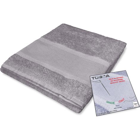 Serviette de bain éponge TOSCA © AIDA tissu de BRODERIE point de CROIX cm. 100x125 Gris