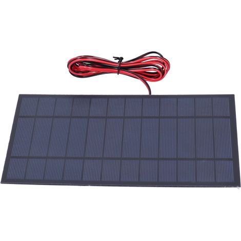 Panneau solaire en résine époxy, module DC6V 6W en silicium polycristallin, accessoires inclus, câble rouge et noir de 200 cm