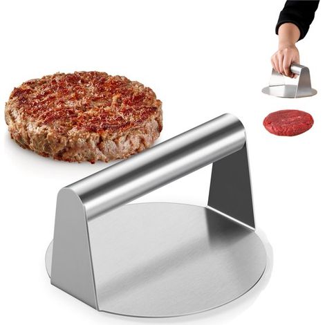 1-teilige Burgerform aus Edelstahl / flaches Grillzubehör für Speck, Steaks und Sandwiches (14 cm) (1/5)