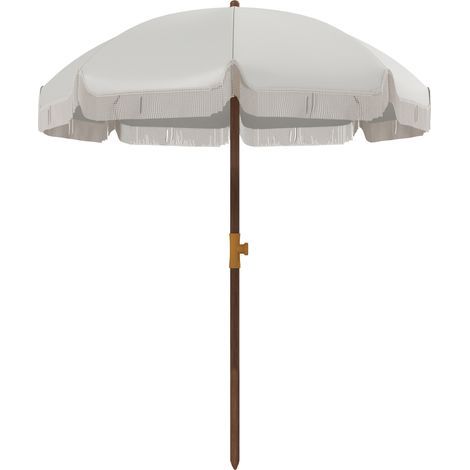 Parasol de plage parasol d'extérieur rond parasol à frange protection UV 40 + avec 8 baleines gris clair (1/5)