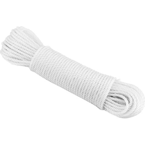 Corde à linge en nylon blanc de 20 m pour jardin, camping et activités de plein air (1/5)