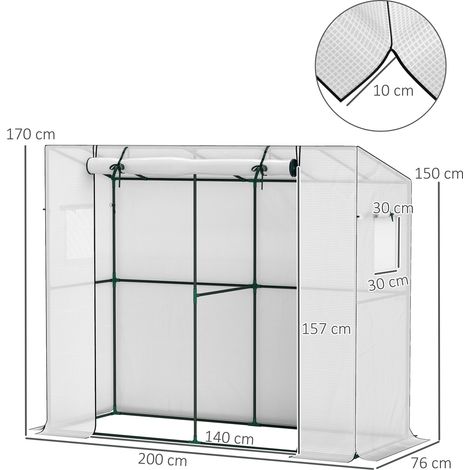 Serre tunnel avec porte enroulable, 2 ouvertures, abri de jardin en acier et bâche renforcée anti-hiver, parfait pour terrasse ou potager, serre à légumes avec protection solaire, 200 x 76 x 170 cm, i (1/5)