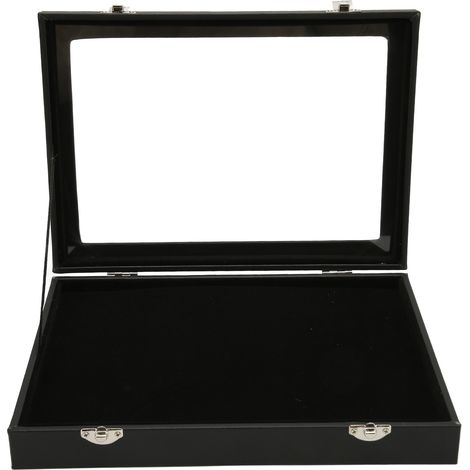 TONYSA Présentoir à broches, couvercle en verre Transparent anti-poussière, boîte de rangement pour badges avec boucle de verrouillage pour barre de broches, Collection de bijoux M (1/5)
