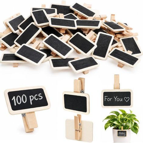 100 mini pizarras rectangulares de madera para mensajes. (1/5)
