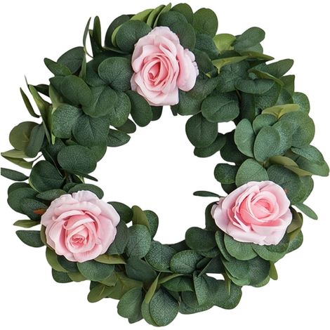 Guirlande Artificielle - Roses et Feuillage - 42 cm - Décoration Porte Mur Intérieur Extérieur - 1 Pièce (1/5)