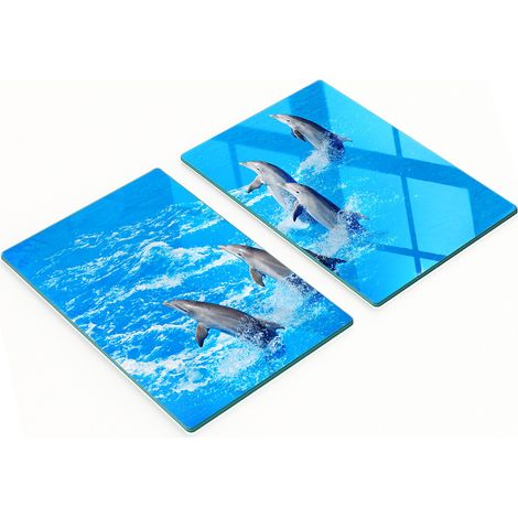 Pannelli decorativi multifunzionali in vetro con stampa di delfini, 2x40x52 cm (1/5)