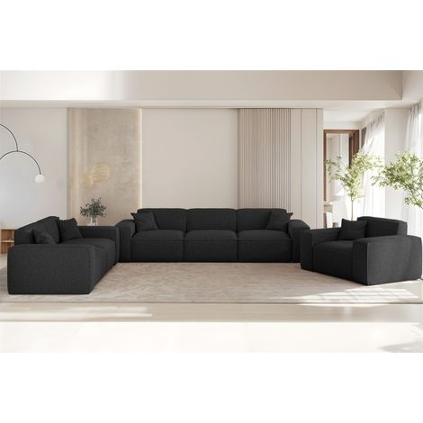 Sofaset Designersofa CELES PREMIUM 3-2-1 in Stoff Sven Schwarz