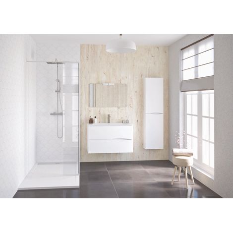 ONDEE - Mueble de baño suspendido 2DOO - L70cm - Tacto suave - Entregado montado - Blanco (1/5)