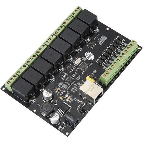 Relais réseau Ethernet 8 sorties TCP/IP, contrôleur ON/OFF, interrupteur IP, module de commutation 8 canaux, pilotage à distance, sans fil, 250VAC, DIN rail, automatisation maison. (1/5)