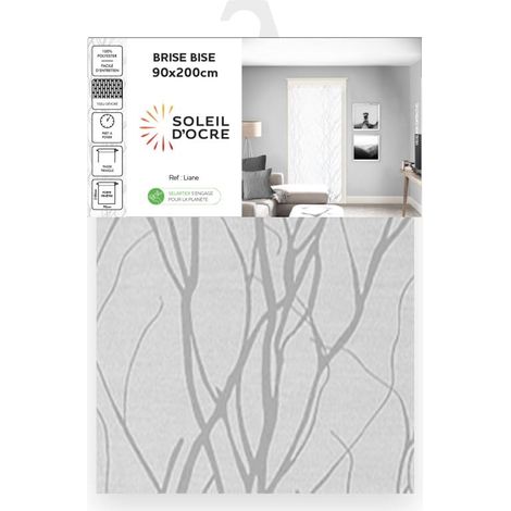 Liane Voile Porte fenêtre Dévoré, Polyester, Blanc, 90x200 cm (1/2)
