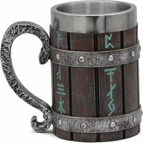 nordic viking rune mug beer mug mug for men viking gift norse decor stainless steel wooden viking coffee cool mug viking gift for men beer mug stein