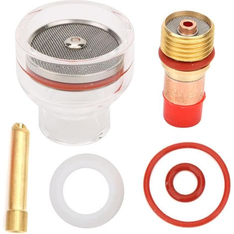 6 Pièces Ensemble Torche Kit pour WP-17/18/26, Accessoires Cup Glass Collet Lens Gas Torch Tig, Collier Protection Fluide Guide Filtre, Équipement Soudage avec Anneau Silicone, Joint Caoutchouc(2.4mm) (1/5)