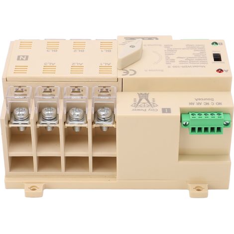Interrupteur de Transfert Automatique 4P 100A, Commutateur Double Alimentation 220V, Contact Argent (1/5)