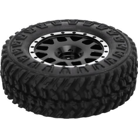 Pneus avant et arrière de 55 mm avec jantes métalliques à 12 rayons pour voiture RC AXIAL SCX24 1/24, noirs (1/5)