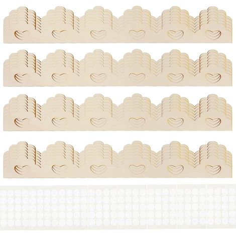 Panneaux décoratifs en bois naturel non peints, bords ondulés (40 x 4 cm), lattes décoratives en bois avec points adhésifs pour la maison de poupée, armoire murale, étagère et porte (1/5)