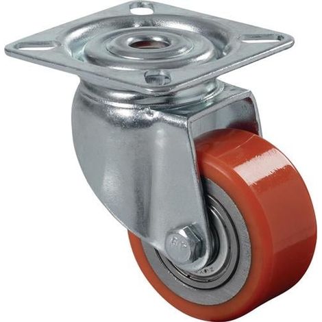 BS Rollen BS Kompakt-/Minirolle A600, Lenkrolle, Rad-Ø 50 mm, Tragkr. 120 kg, Platte 60x60, Kugellager, Polyurethan (1/3)