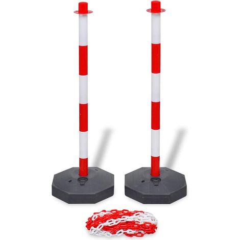 vidaXL Juego de 4 postes de barrera cadena de plástico 10 m cada una (1/2)