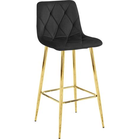 Sgabello bar NADO in velluto nero con gambe oro (1/3)