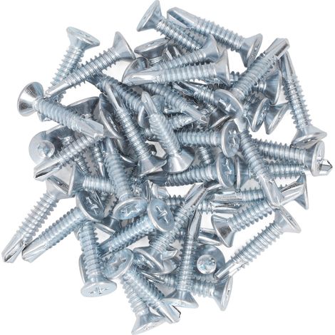 50 selbstbohrende Flachkopfschrauben aus verzinktem Stahl 4,8 x 25 mm für Befestigungs- und Montagearbeiten