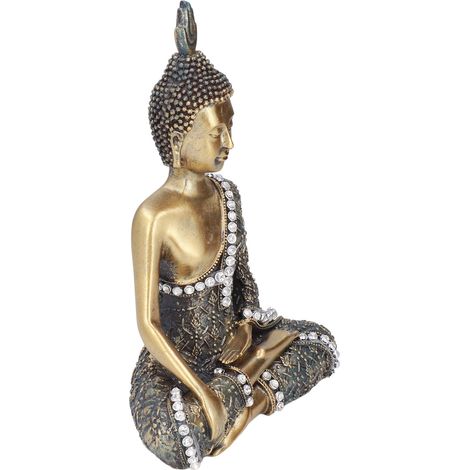 Statuette Bouddha Résine Rétro, Décoration Bureau et Intérieur Petit Bouddha Assis (1/5)