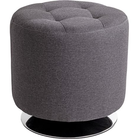 Pouf Capitonné Rond "Beto" 44cm Anthracite (1/3)