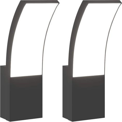 Set di 2 applique LED da esterno resistenti alle intemperie design moderno 7 x 4,5 x 23 cm alluminio nero 020056577