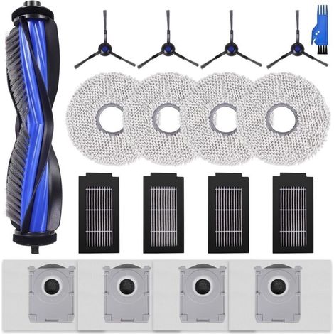 Zubehörset für den ECOVACS DEEBOT T50 Staubsauger – 1 Hauptbürste, 4 Seitenbürsten, 4 Filter, 4 Wischpads, 4 Staubbeutel (1/4)