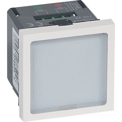 Legrand – Panneau de signalisation lumineux Mosaic 2 modules – LEDs vertes et rouges – 2 états configurables – Installation en saillie ou encastrée